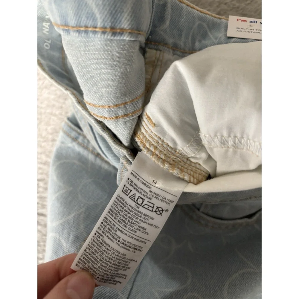 New Old Navy Girls‎ 14 High Rise Flare Jeans Floral Pants Stretch Western